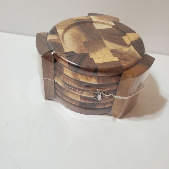 Lipper International Wood Coasts Set of 6 - Picture 4 of 5